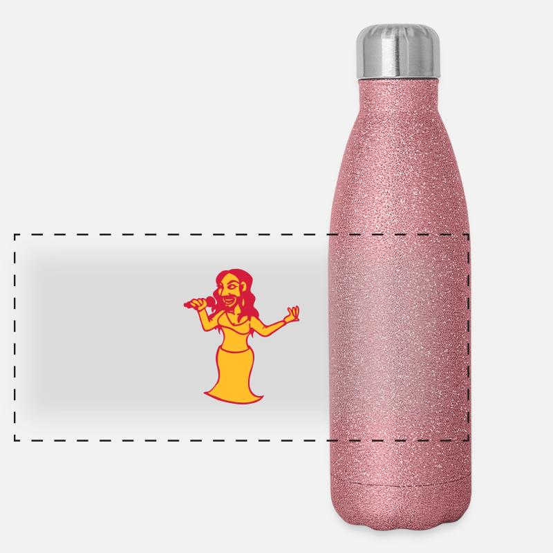 bearded lady woman with beard drag queen transvest Panoramic Glitter Thermal Bottle 500 ml