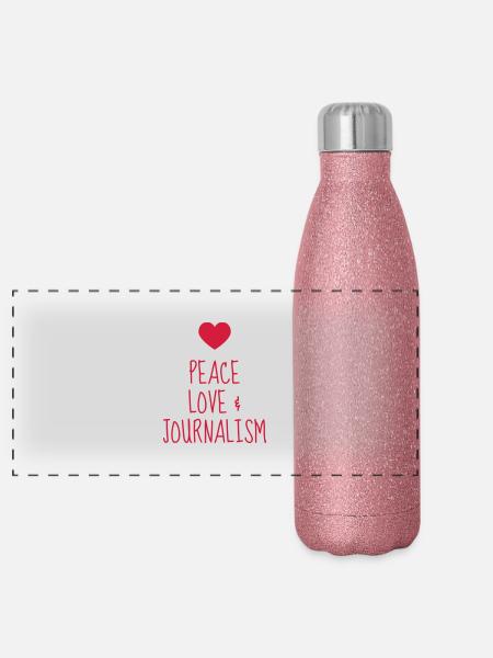 Journalist Journalism Journalismus Journaliste - Panoramic Glitter Thermal Bottle 500 ml - pink glitter - Front