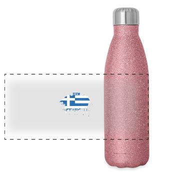 Athens Skyline Greece Flag Flag Acropolis - Panoramic Glitter Thermal Bottle 500 ml - pink glitter - Front