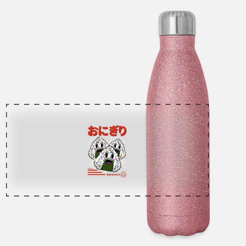 Japon petits Onigiris Kanji Gourde isotherme panoramique pailletée 500 ml
