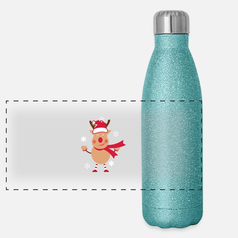 Renne de Noël Gourde isotherme panoramique pailletée 500 ml