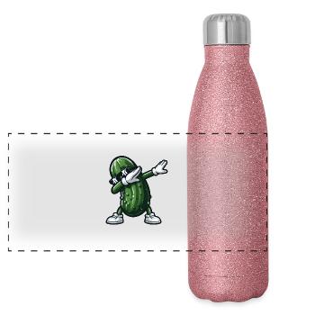 Dabbing Cornichon Dab Concombre Cornichon à l’aneth Drôle - Gourde isotherme panoramique pailletée 500 ml - paillettes roses - Devant