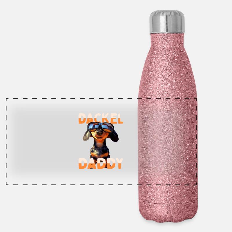 Dackel Daddy Dachshund Dad Wiener Papa Vatertag Panorama Glitzer Isolierflasche 500 ml