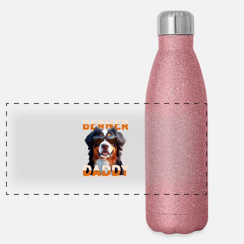 Berner Sennenhund Dad Papa Vatertag Berner Daddy Panorama Glitzer Isolierflasche 500 ml