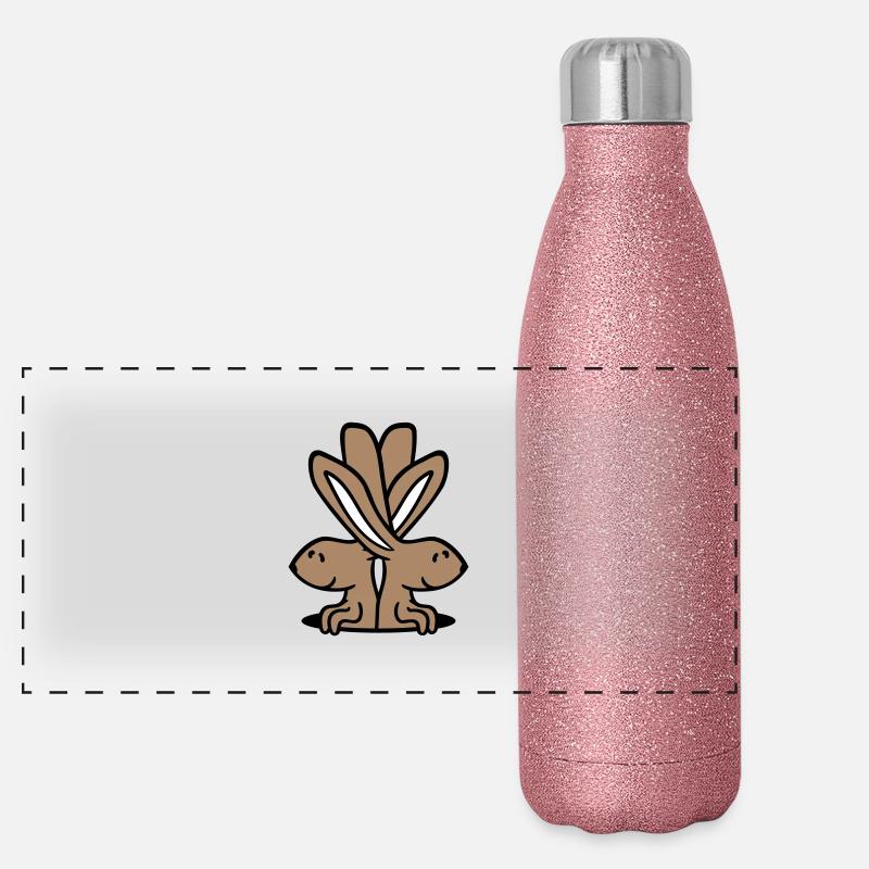2 Loch Hasen Boden Zwei Freunde Team Crew Paar Fun Panorama Glitzer Isolierflasche 500 ml