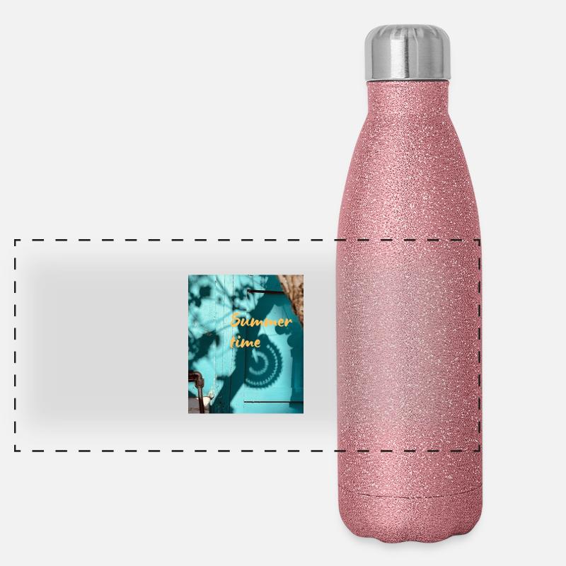 Summertime - Panoramic Glitter Thermal Bottle 500 ml - pink glitter