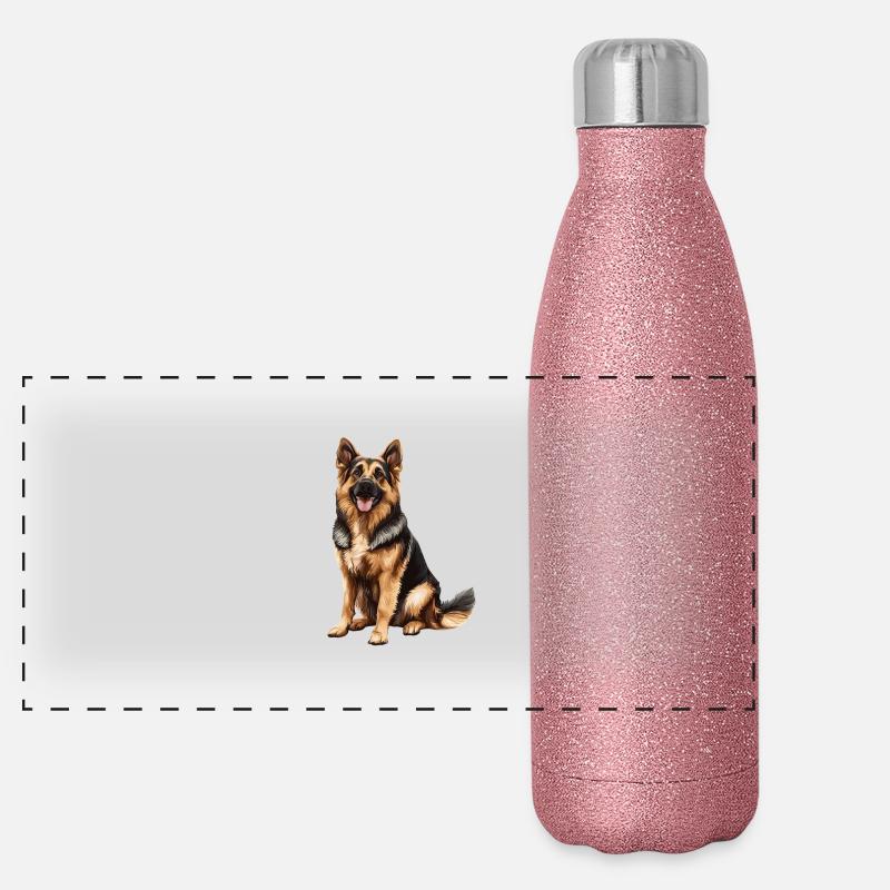 Deutscher Schäferhund Panorama Glitzer Isolierflasche 500 ml