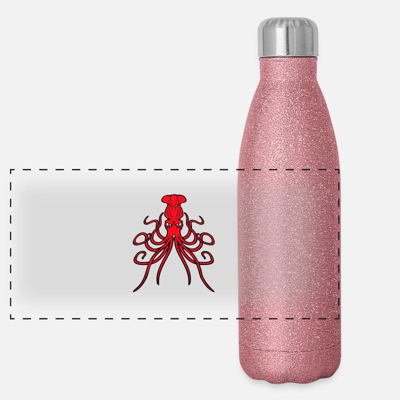 Pieuvre, pieuvre, pieuvre, céphalopode, mauvais œil Gourde isotherme panoramique pailletée 500 ml