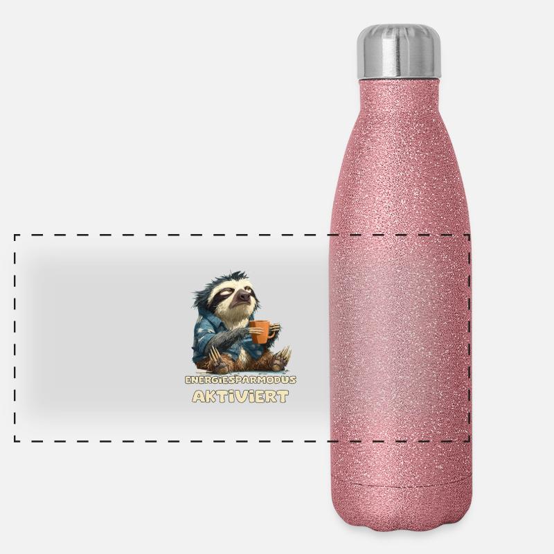 Funny sloth with saying Energiesparmous active Panoramic Glitter Thermal Bottle 500 ml