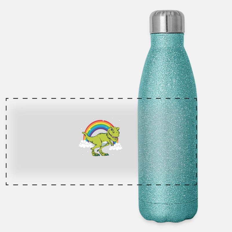 T-Rex Tyrannosaurus Rex Dinosaur Rainbow Panoramic Glitter Thermal Bottle 500 ml