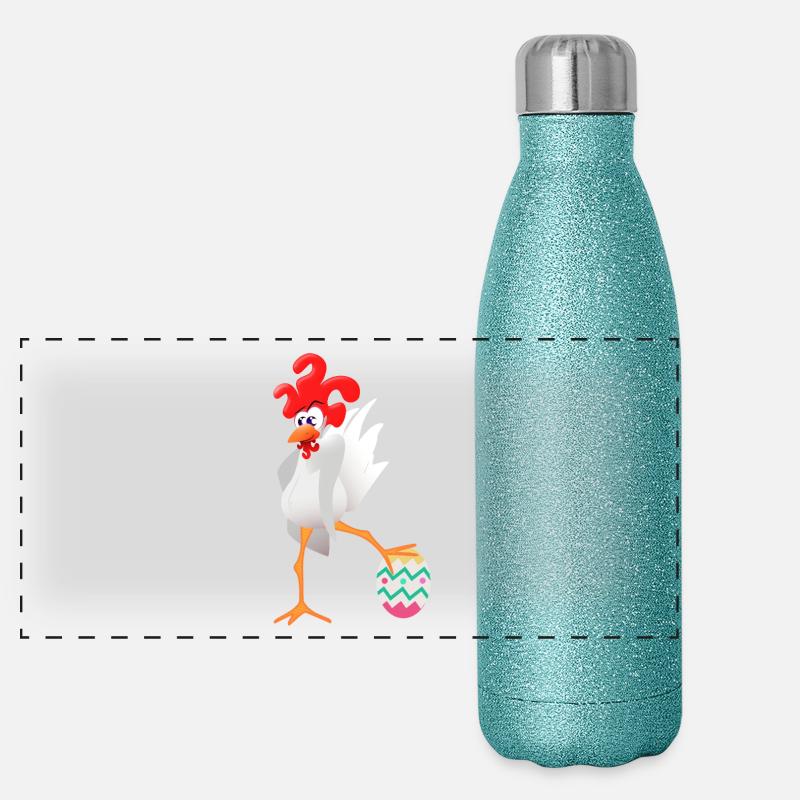 Coq de Pâques Gourde isotherme panoramique pailletée 500 ml