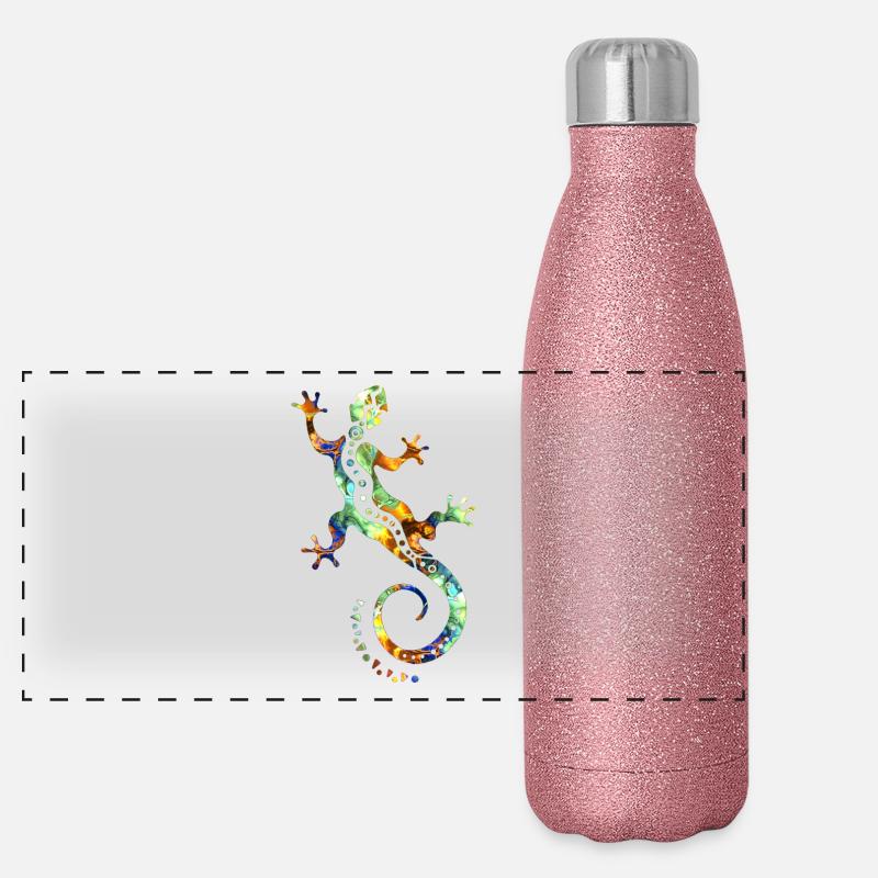 GECKO abstraite colorée Gourde isotherme panoramique pailletée 500 ml