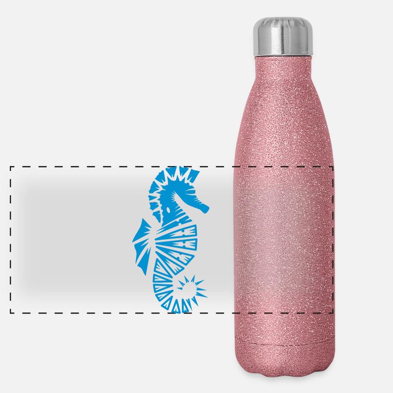 Seepferdchen stilisiert Panorama Glitzer Isolierflasche 500 ml