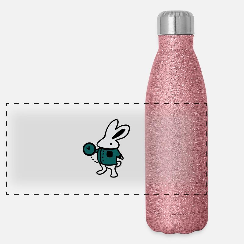 Kaninchen + Uhr Panorama Glitzer Isolierflasche 500 ml