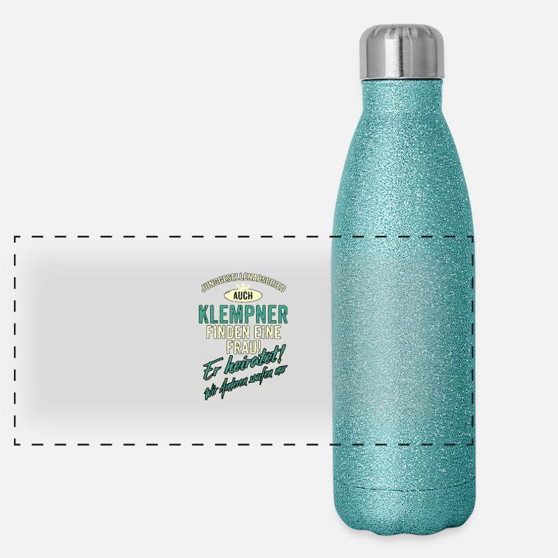 JGA Team - Klempner - Version Auch - petrol - Panorama Glitzer Isolierflasche 500 ml