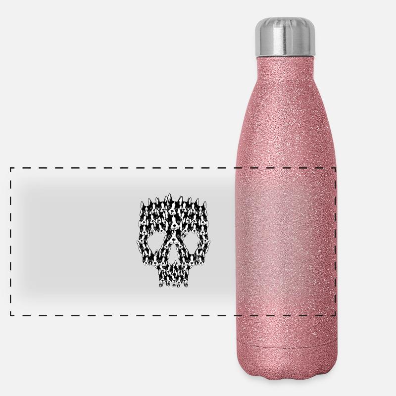 Boston Terrier crâne de sucre de chien Gourde isotherme panoramique pailletée 500 ml