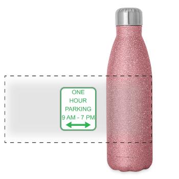Road sign one hour parking - Panoramic Glitter Thermal Bottle 500 ml - pink glitter - Front