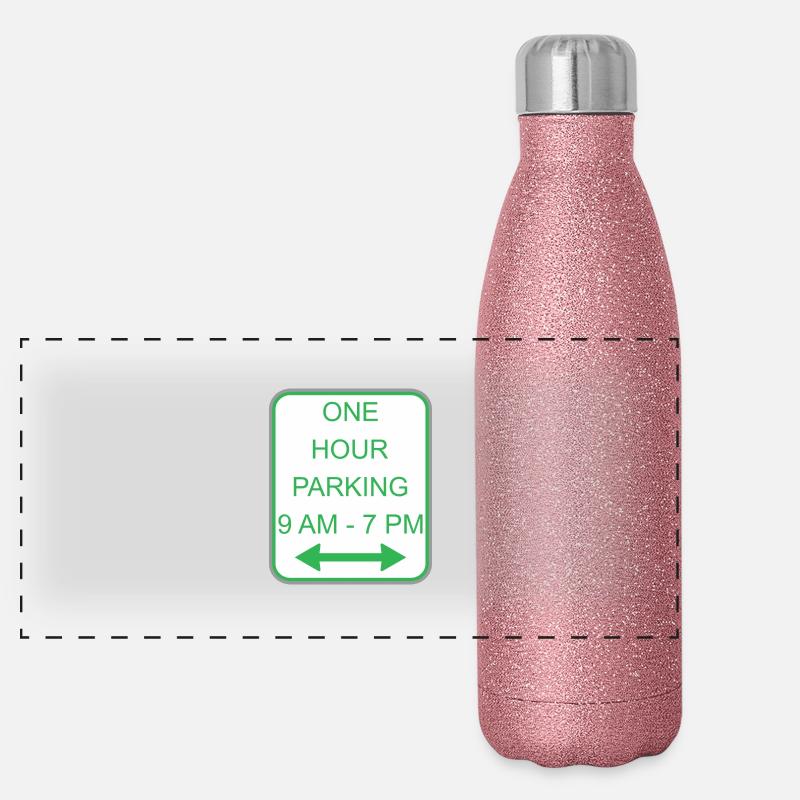 Road sign one hour parking Panoramic Glitter Thermal Bottle 500 ml