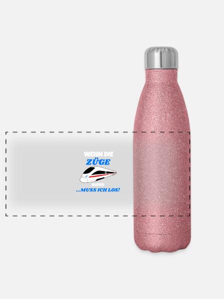 Eisenbahn - Wenn die Züge rufen.. - T-Shirt - Panorama Glitzer Isolierflasche 500 ml - Pink Glitzer