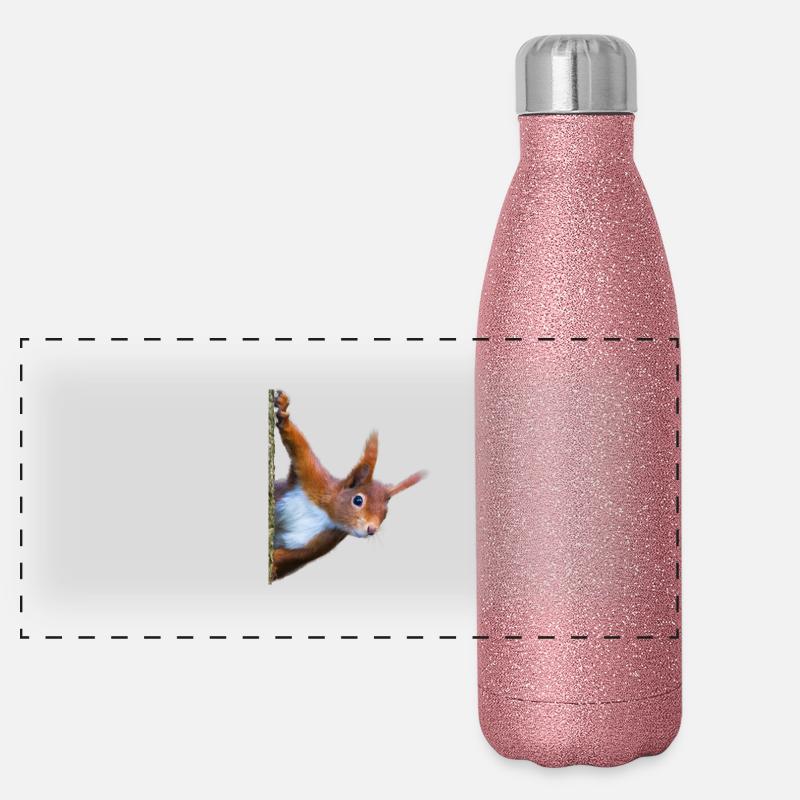 Eichhörnchen Panorama Glitzer Isolierflasche 500 ml