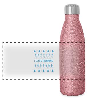 I love Running Ugly Christmas Sweater Weihnachten - Gourde isotherme panoramique pailletée 500 ml - paillettes roses - Devant