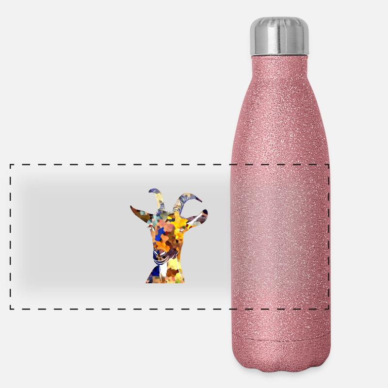 Die bunte Ziege ist da... Panorama Glitzer Isolierflasche 500 ml