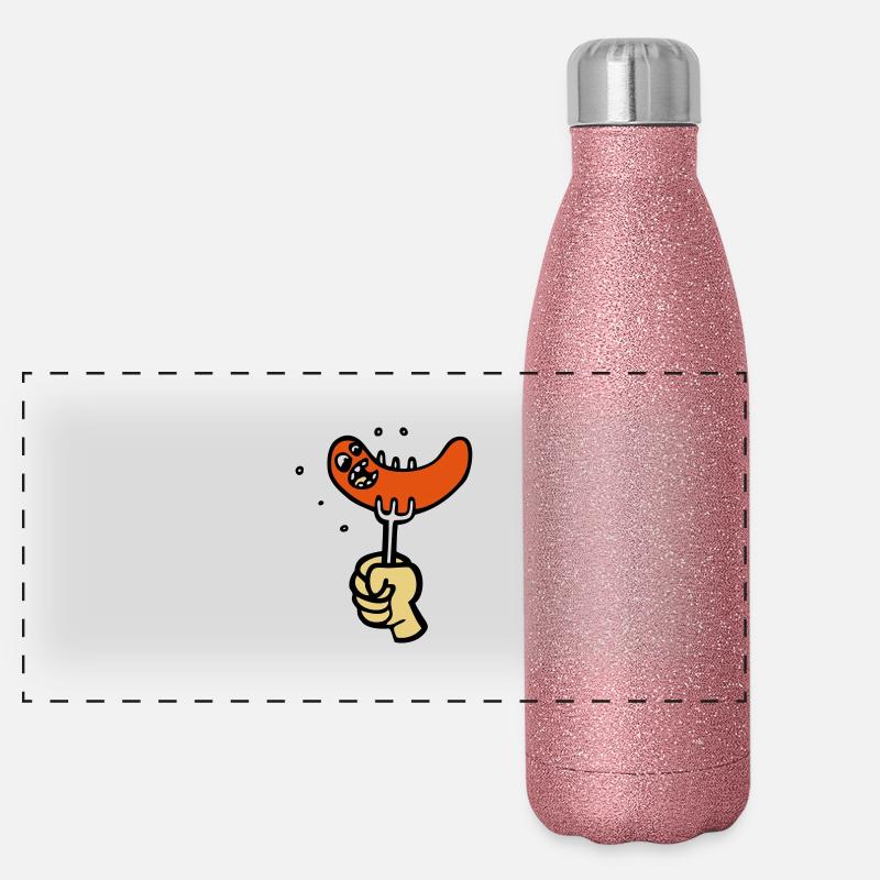 funny BBQ cartoon sausage drawing party Panoramic Glitter Thermal Bottle 500 ml