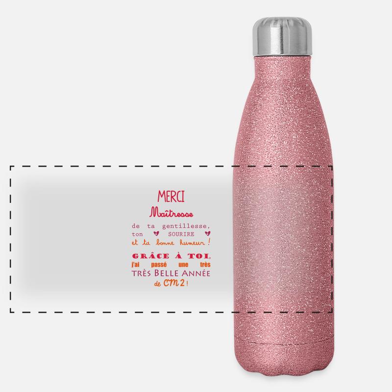 merci maîtresse cadeau de fin d'année CM2 Panorama Glitzer Isolierflasche 500 ml