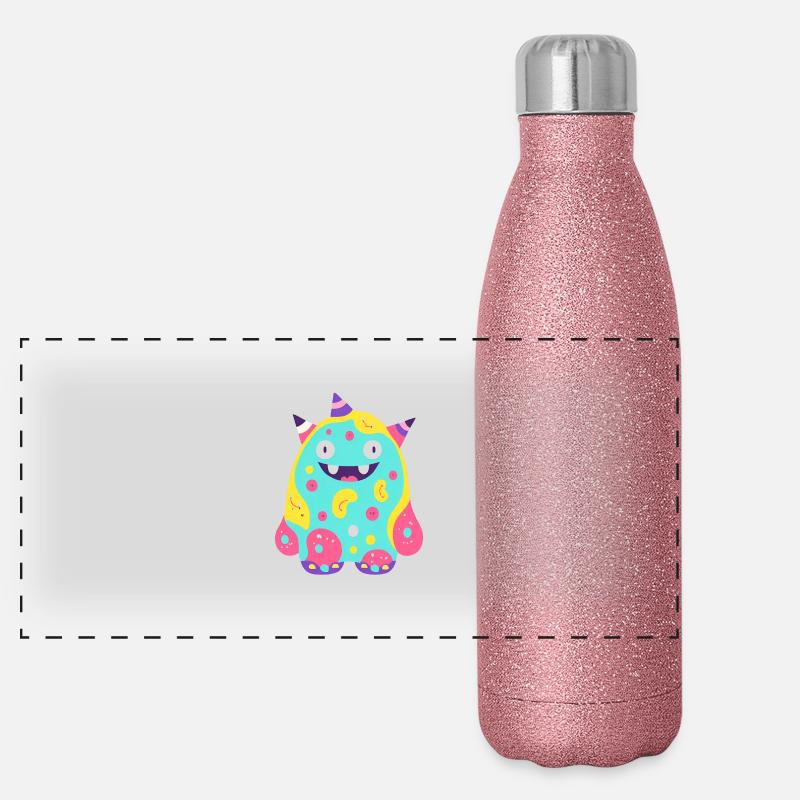 süsses und lustiges knuddel-kuschel monster kinder Panorama Glitzer Isolierflasche 500 ml