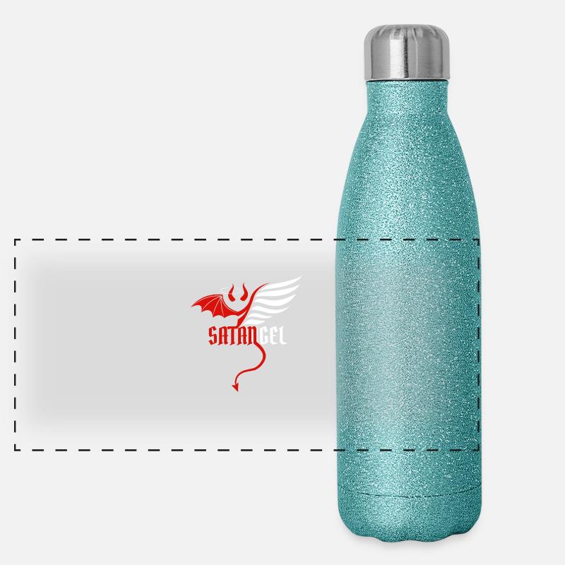 Angel devil devil good evil good evil joke Panoramic Glitter Thermal Bottle 500 ml