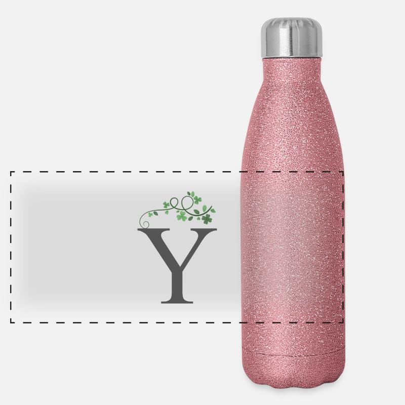 Y with shamrocks Panoramic Glitter Thermal Bottle 500 ml