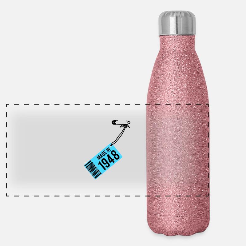 Geburtstag T-Shirt 1948 Panorama Glitzer Isolierflasche 500 ml