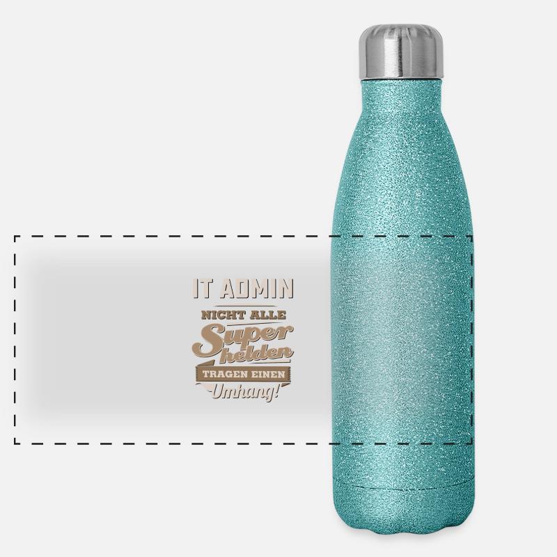 Superhelden in Sepia - IT Admin - RAHMENLOS Beruf Panorama Glitzer Isolierflasche 500 ml