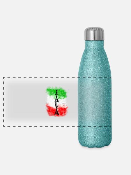 italia - Gourde isotherme panoramique pailletée 500 ml - paillettes bleues - Devant