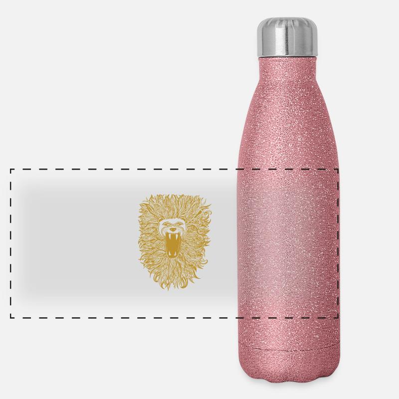 Golden-Lion - Panoramic Glitter Thermal Bottle 500 ml - pink glitter