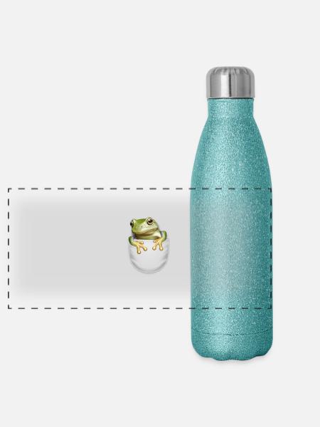 GRENOUILLE DE POCHE - Gourde isotherme panoramique pailletée 500 ml - paillettes bleues - Devant