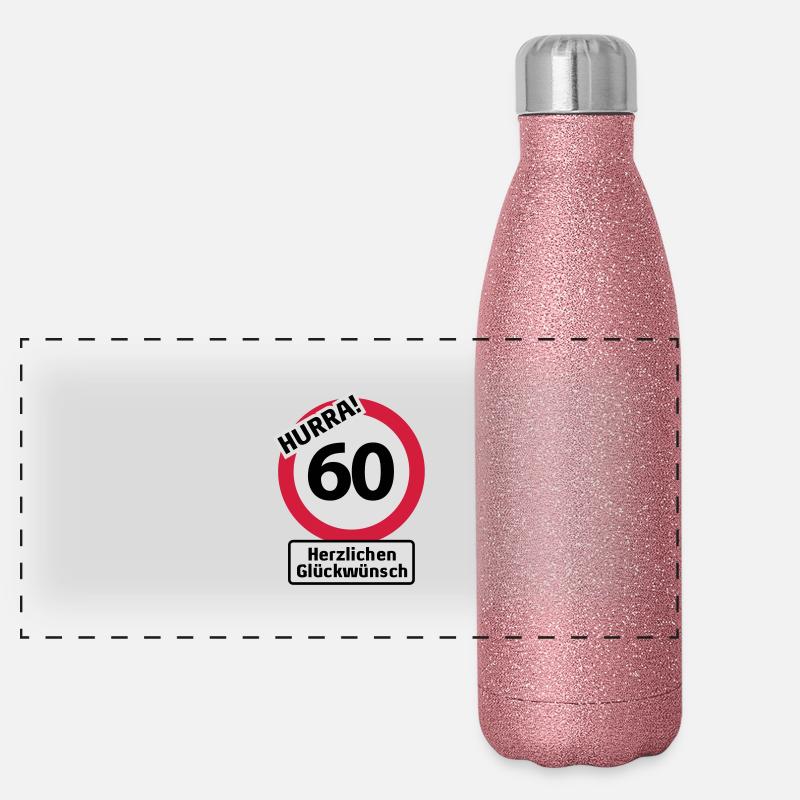 Hurrah 60 Birthday - Congratulations | Panoramic Glitter Thermal Bottle 500 ml