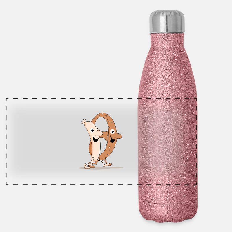 brezn und weisswurscht Panorama Glitzer Isolierflasche 500 ml