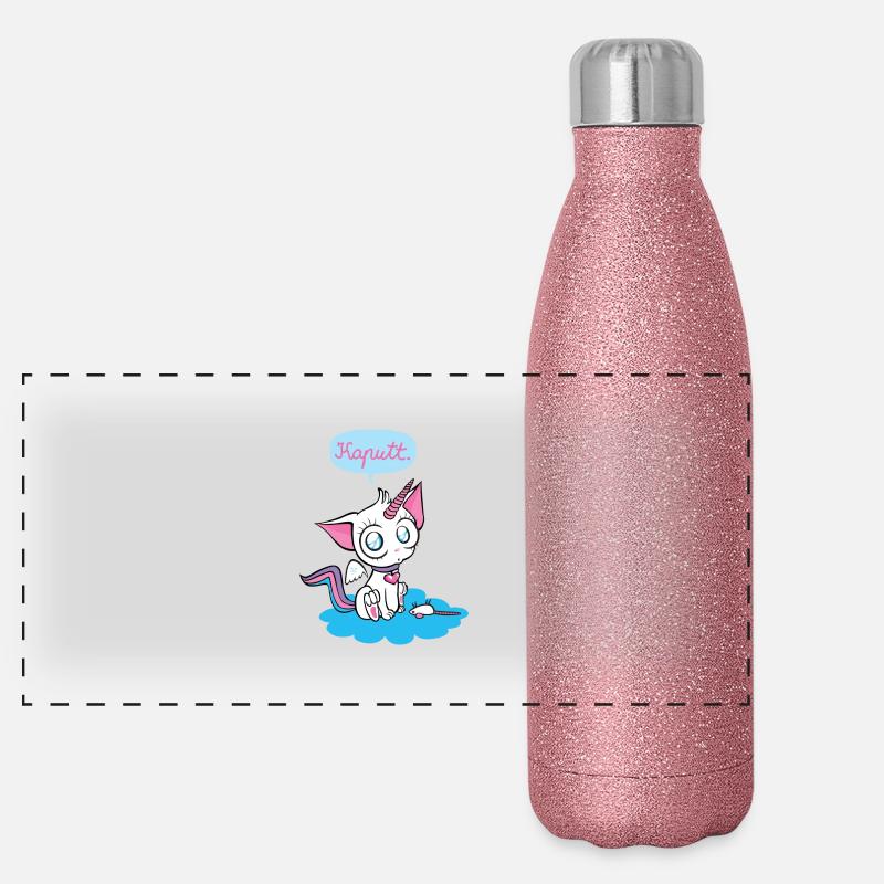 Unicornkitty - Einhorn Katze Panorama Glitzer Isolierflasche 500 ml