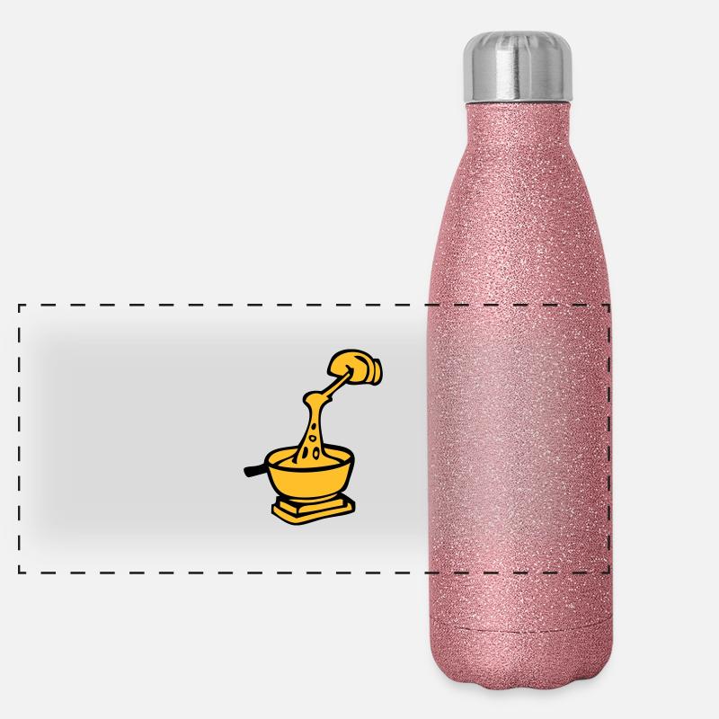 dessin de fondue, spécialité culinaire suisse Gourde isotherme panoramique pailletée 500 ml