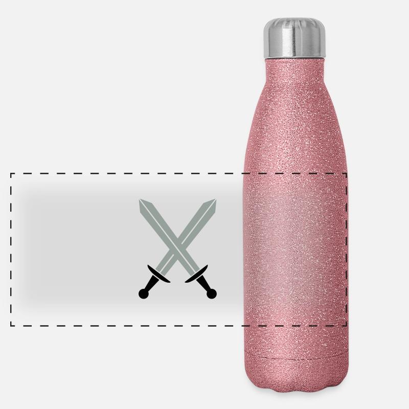 Gekreuzte Schwerter Panorama Glitzer Isolierflasche 500 ml