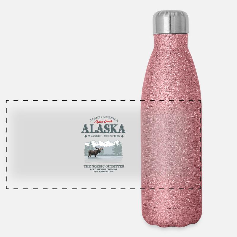 Alaska - Moose - Elch Panorama Glitzer Isolierflasche 500 ml