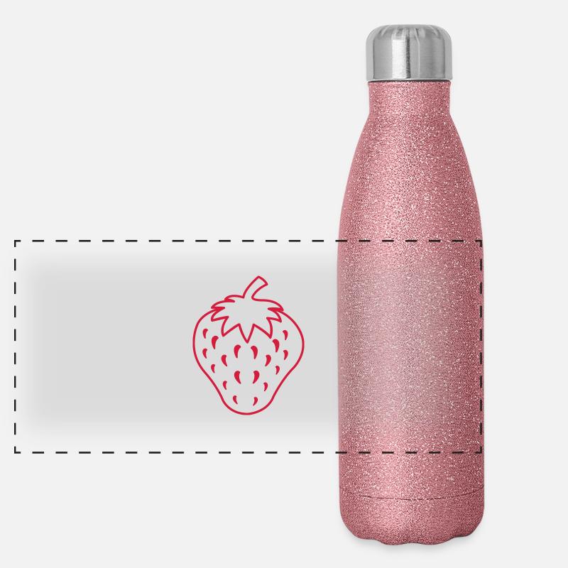 Erdbeere_001 Panorama Glitzer Isolierflasche 500 ml