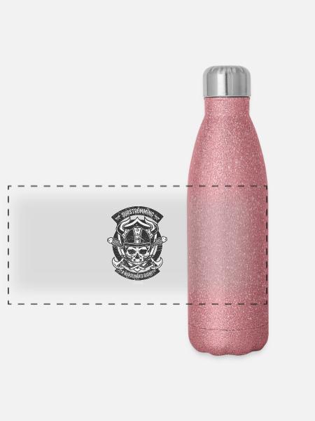 Surströmming T Shirt Sushi des Nordiques - Gourde isotherme panoramique pailletée 500 ml - paillettes roses - Devant