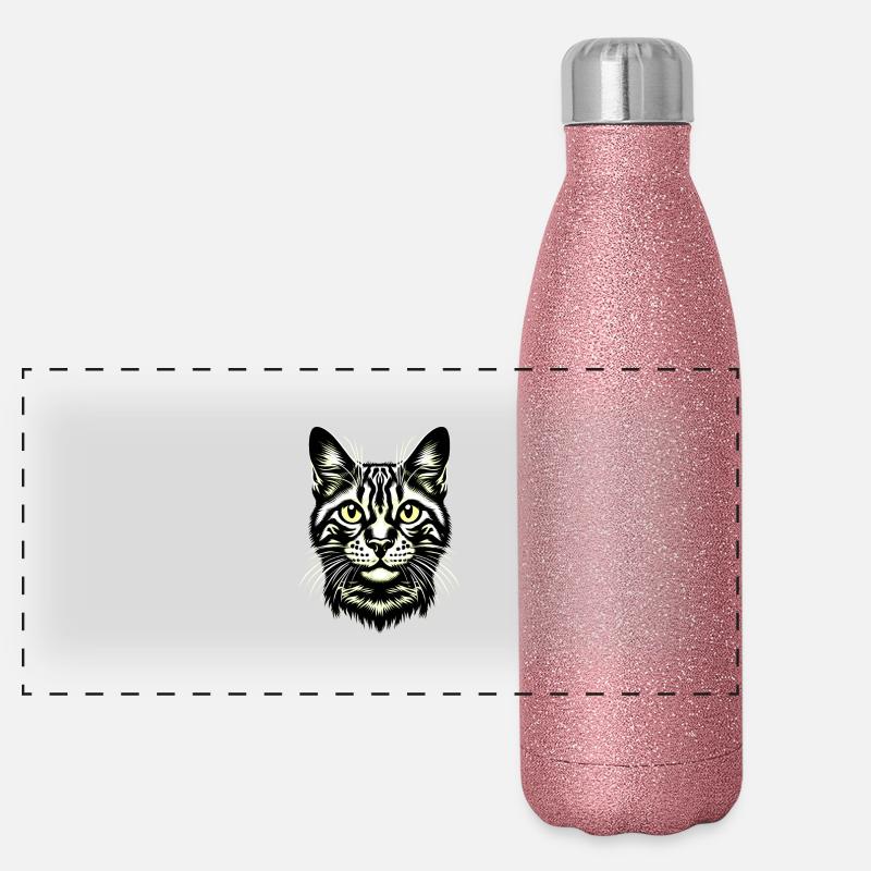 KatzengesichtKatze, Katzengesicht, Schnurren Panorama Glitzer Isolierflasche 500 ml