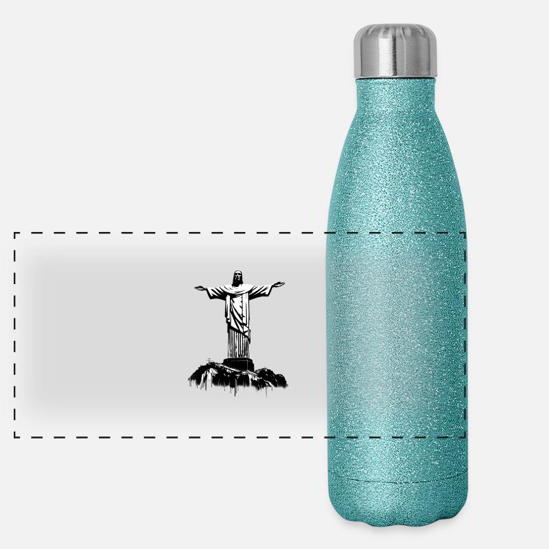 Christ the Redeemer Statue Rio de Janeiro Brazil Panoramic Glitter Thermal Bottle 500 ml