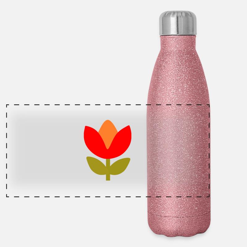 Motif Fleur Années 70 Gourde isotherme panoramique pailletée 500 ml