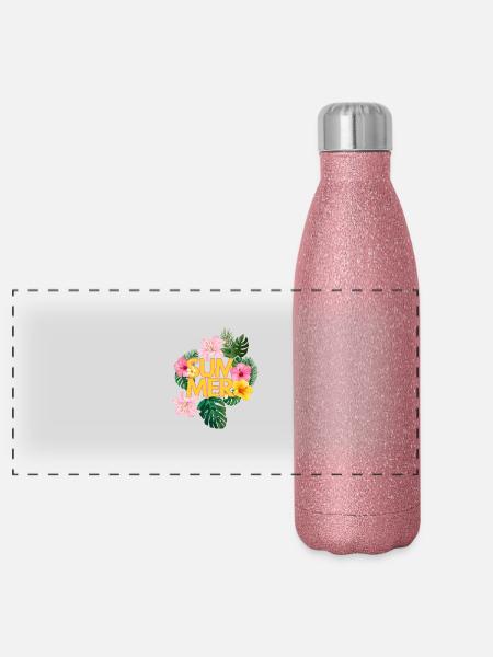 Summer Vibes - Panoramic Glitter Thermal Bottle 500 ml - pink glitter - Front