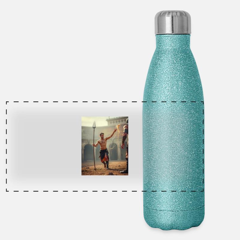 Retiarius dreht sich, slawische Winde jagen Netze durch R Panorama Glitzer Isolierflasche 500 ml