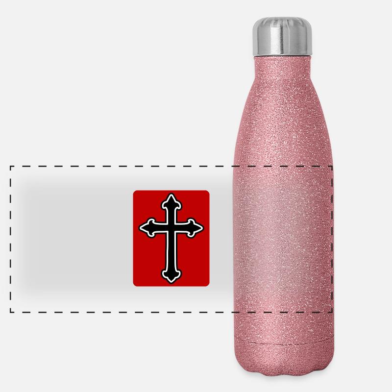 Symbole de la croix Gourde isotherme panoramique pailletée 500 ml